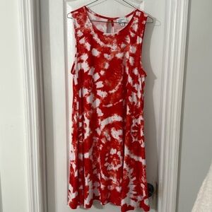 Liberty Park Red and White Tie-Dye Dress NWT